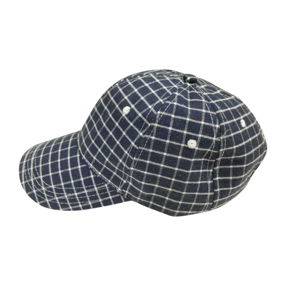 Jumbo Plaid 6 Panel Baseball Hat Navy